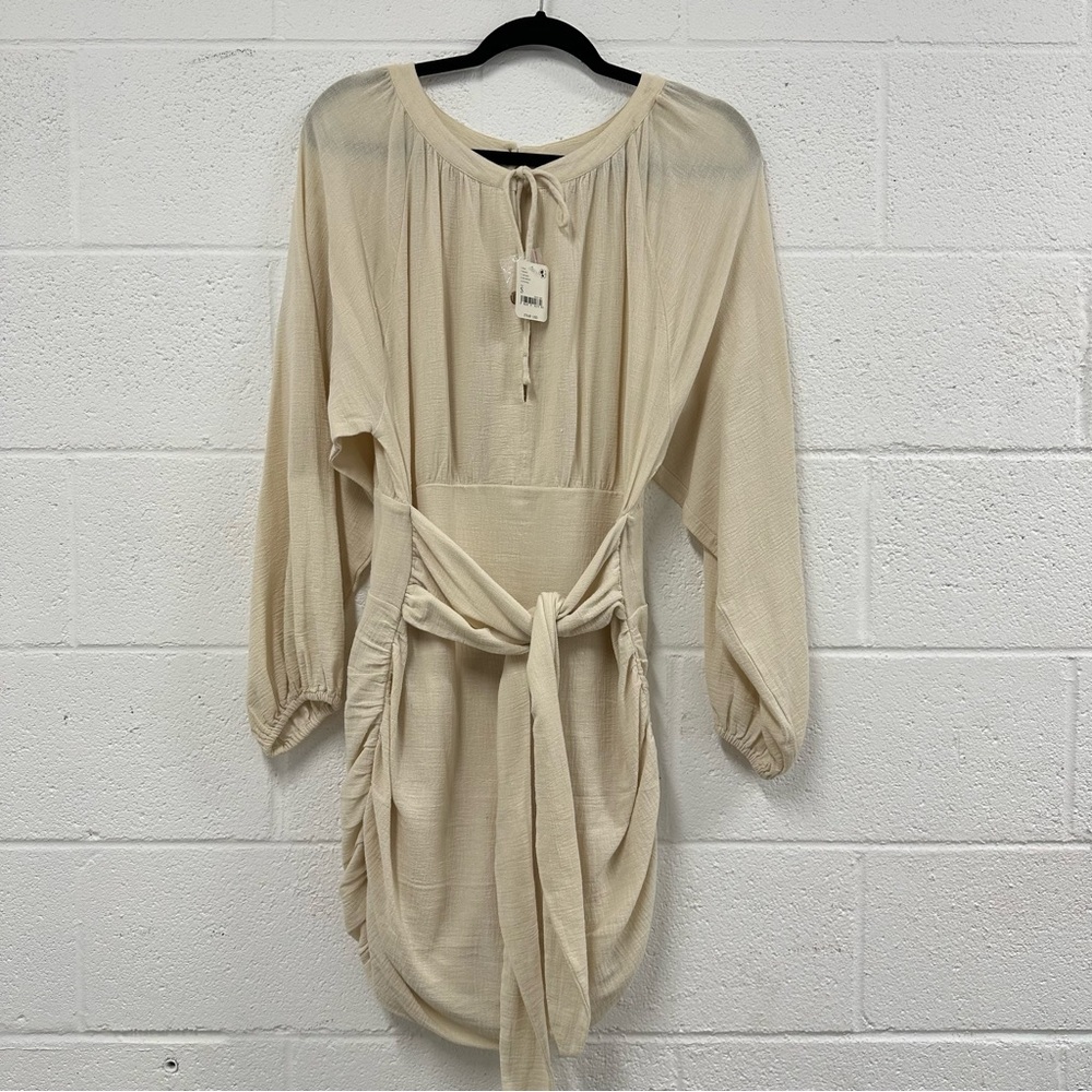 Free people - Cream Long Sleeve Dress with Tie Waist
